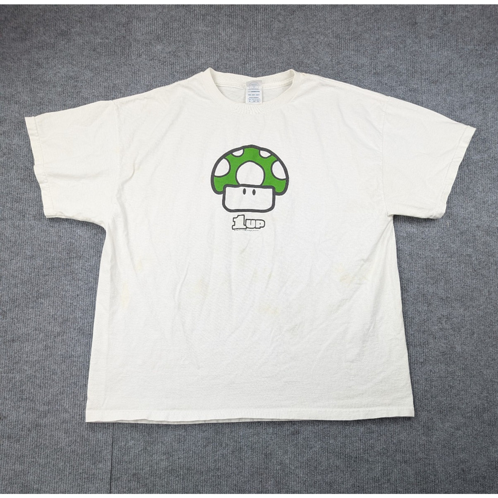 Vintage Nintendo Shirt Mens XL Mario 1 UP Green Mushroom Y2K Gaming Retro Tee